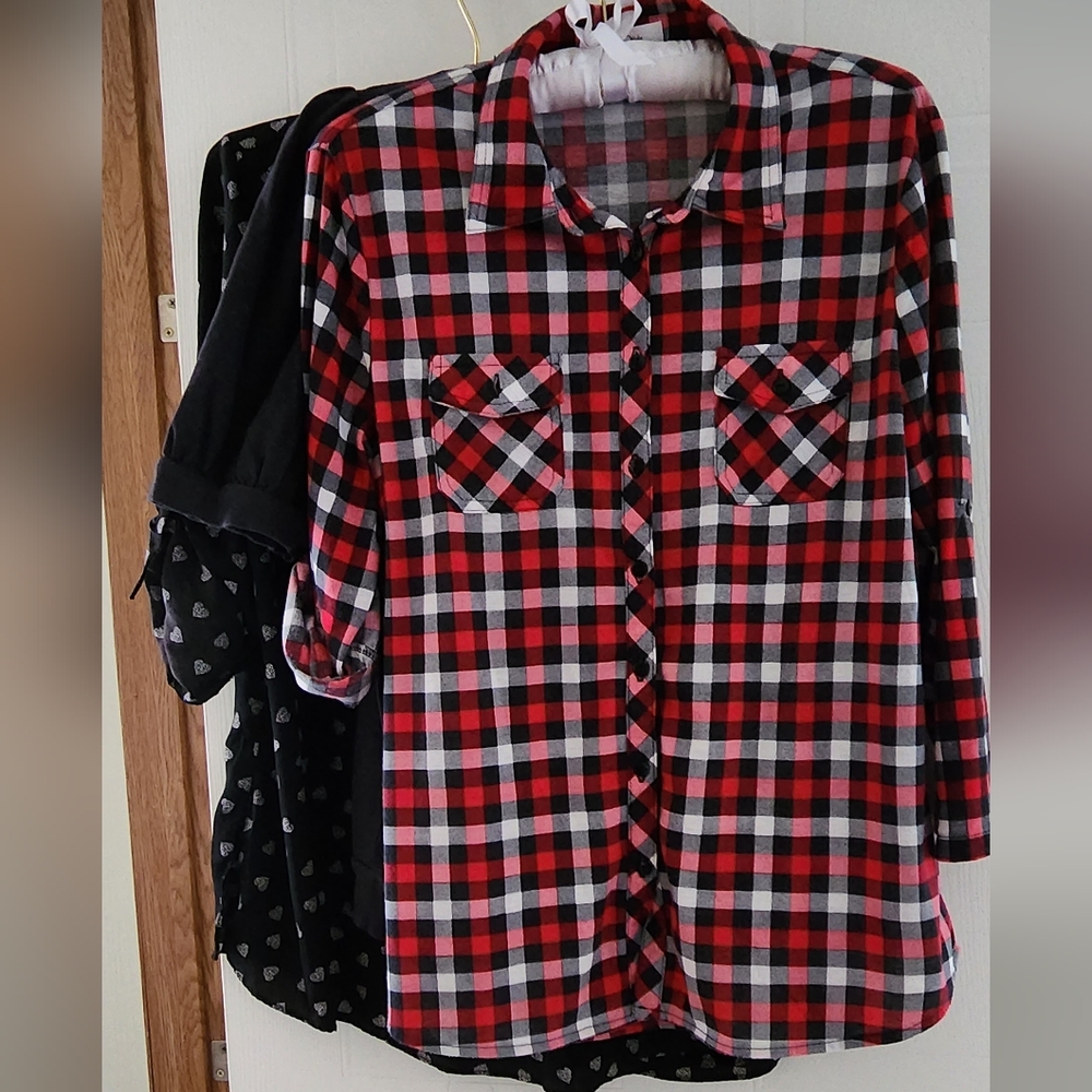 Women's Button Down Plaid Top sz XL